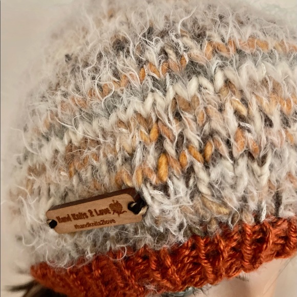 Hand Knits 2 Love Slouch Hat Beanie Cap Faux Fur Pom Pom Designer Mohair Look - Picture 12 of 12